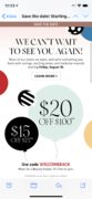 Sephora $15 off 75, $20 off 100 Aug 14 to 23