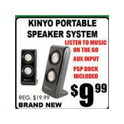 Kinyo Portable Speaker System - $9.99 (50% off)