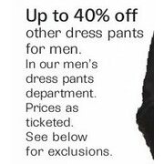 Up to 40% Off Select Dress Pants for Men