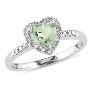 Heart-Shaped Green Quartz And Diamond Ring - $227.40