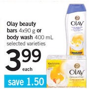 Olay Beauty Bars or Body Wash - $3.99 ($1.50 off)