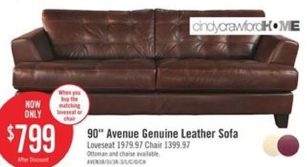 Genuine Leather Sofa Redflagdeals, Cindy Crawford Leather Ottoman