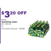 Perrier Sparkling Water 24x330ml - $3.20 off