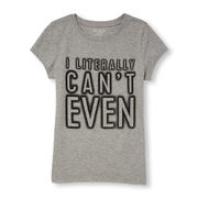 Girls Short Sleeve Glitter 'i Literally Can't Even' Graphic Tee - $5.49 ($7.46 Off)