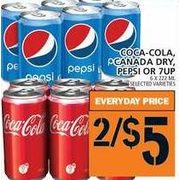 Coca-Cola, Canada Dry, Pepsi or 7up - 2/$5.00