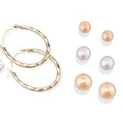 2-Pair & 3-Pair 14 Kt. Gold Earring Sets - $99.99