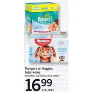 Pampers Or Huggies Baby Wipes  - $16.99