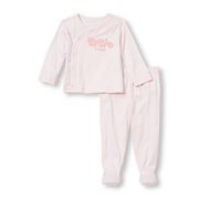 Baby Girls Layette Long Sleeve 'i Love My Family' Graphic Top And Footed Pants Sleep And Play Set - $16.50 ($18.45 Off)