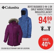 Columbia Boys Bugaboo 3-In-1 Or Girls Nordic Strider Insulated Jacket  - $94.99  (40%  off)