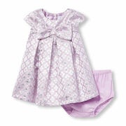 Baby Girls Short Sleeve Geometric Floral Metallic Jacquard Dress And Bloomers Set - $8.99 ($35.96 Off)