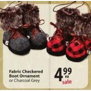 Fabric Checkered Boot Ornament or Charcoal Grey - $4.99