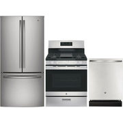 GE 33" 24.8 Cu. Ft. French Door Refrigerator; Gas Range; Dishwasher Package - Stainless Steel - $2499.99 ($300.00 off)
