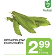 Ontario Homegrown Sweet Green Peas - $2.99/lb