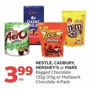 Nestle, Cadbury, Hershey's Or Mars Bagged Chocolate Or Multipack Chocolate - $3.99