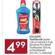 Colgate Toothbrush Power Or Manual Sensitive Pro-Relief Toothpaste Or Mouthwash - $4.99