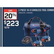 Bosch 2-Piece 18-V Cordless Tool Combo - $223.00 (20% off)