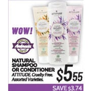 Attitude Natural Shampoo Or Conditioner - $5.55 ($3.74 off)