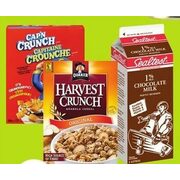 Sealtest Chocolate Milk Quaker Harvest Crunch Cap'n Crunch - $2.00