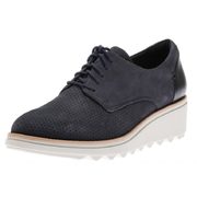 Sharon Crystal Navy Lace-up Wedge Oxford By Clarks - $89.99 ($30.01 Off)