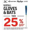 Mizuno, Easton, Rawlings & More Baseball Gloves & Bats - 25% off