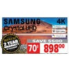 Samsung 70" 4K Crystal Display UHD TV - $898.00 ($500.00 off)