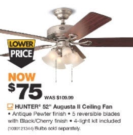 Home Depot Hunter 52 Augusta Ii Ceiling Fan 75 00 31